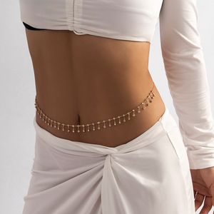 Sexy Tassel Waist Chain Belt Zircon Rhinestone Belly Body Chain Fashion Trend Jewelry For Women Festival Rave Party Accessories