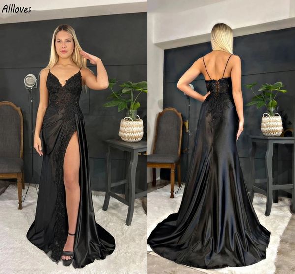 Robes de soirée noires divisées sexy pour femmes