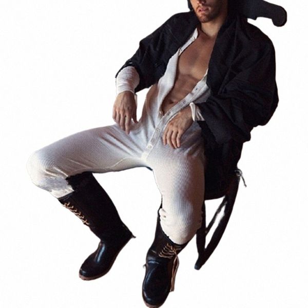 Sexy Pantalon mince Summer Esie Combinaison Mens One-Pièce Wetlook Body Blanc Fi Nouveau Ouvert Entrejambe Combishorts Hommes Vêtements 2023 M8PD #