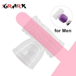 Toys sexy pour hommes Pinis Sleeve bite Cock Massage Av Stick Stick Cap Cap Coucche de vibratrice de tête