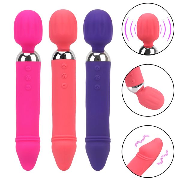 Jouets sexy pour femmes 12 Mode Produit de masturbation féminine G-Spot Dildo Clitoris Stimulator Double Vibrator AV Stick