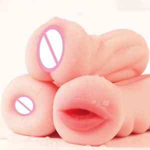 Jouets sexy Masturbation masculine Vagin réaliste Bouche anale artificielle Oral Gorge profonde pour hommes Silicone Pas de vibrateur Chatte Poche Articles de beauté