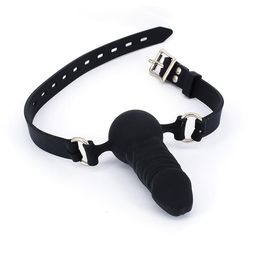 Jouets sexy bouche ouverte Gag boule de Silicone pénis Bondage contraintes jeu adulte Fixation orale BDSM esclave en peluche pour les Couples