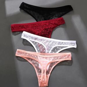 Sexy transparente encaje tanga bragas mujeres ropa interior pantys cintura baja calzoncillos femeninos malla perspectiva calzoncillos lencería M-XL 240110