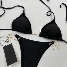 Sexy Triangle Beach Bra Set Lettres classiques Maillots de bain pour femmes Broderie Lingerie Sous-vêtements Split Bikinis11