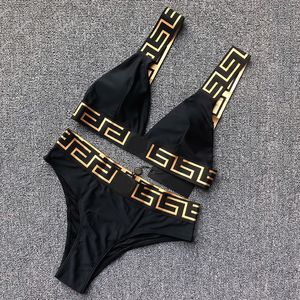 Sexy Triangle Beach Bra Set Classic Letters Swimwear For Women Borduurwerk Lingerie Underwear Split Bikini's