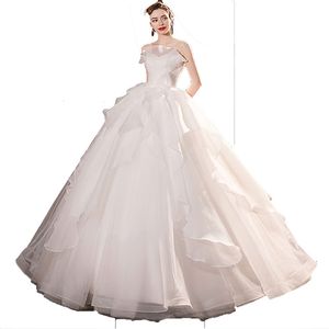 Sexy Tube Top Bridal Wedding Dress Long Lotus Leaf gaze jurk voor vrouwen