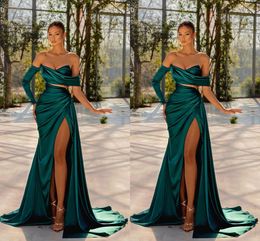 Robes de bal sexy turquoise sirène longues pour femmes noires chérie haut côté fendu balayage train robes de soirée robes d'anniversaire robes de concours personnalisées