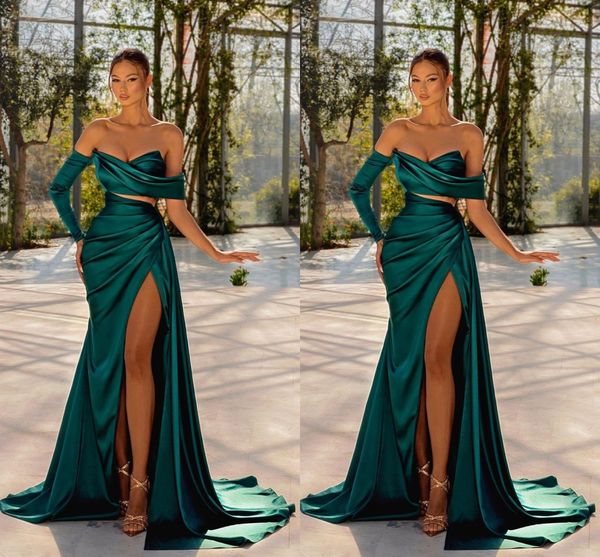 Robes de bal sexy turquoise sirène longues pour femmes noires chérie haut côté fendu balayage train robes de soirée robes d'anniversaire robes de concours personnalisées