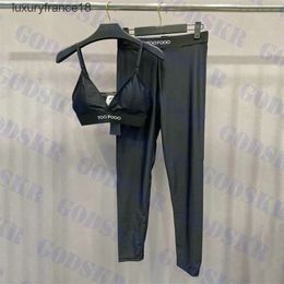 Sexy col en V soutien-gorge pantalon ensemble maillots de bain lettre dames vêtements de Yoga marque noir femmes sport costume ''gg''9917