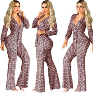 Sexy V-hals Jumpsuits Rompertjes Vrouwen Hoge Taille Bandage Lange Speelpakjes Clubwear Gratis Schip