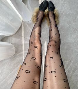 Sexy Velours Letter Panty Kousen Mode zomer herfst kant zijde strak doorzien kousen sokken vrouwen luxe designer elastische sokken vrouw ondergoed