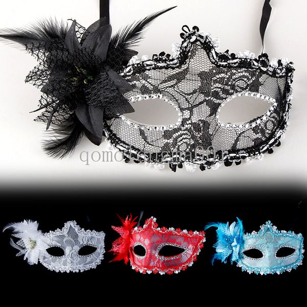Máscara veneciana sexy, disfraz de fiesta de boda con flores de plumas de Venecia, máscara sexual para mujer, máscara facial de mascarada