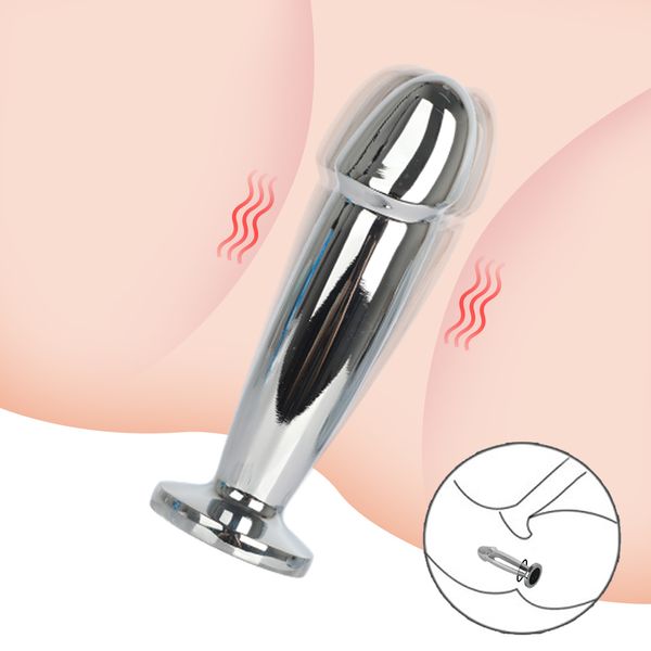 Juguetes anales de metal vibrante sexy para mujeres Productos para adultos Hombres Butt Plug Acero inoxidable - Consolador de juguete