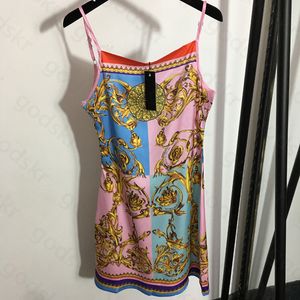Sexy vintage patroon Camisole jurk vrouwen modeontwerperpakket heup ademende slanke fit rok