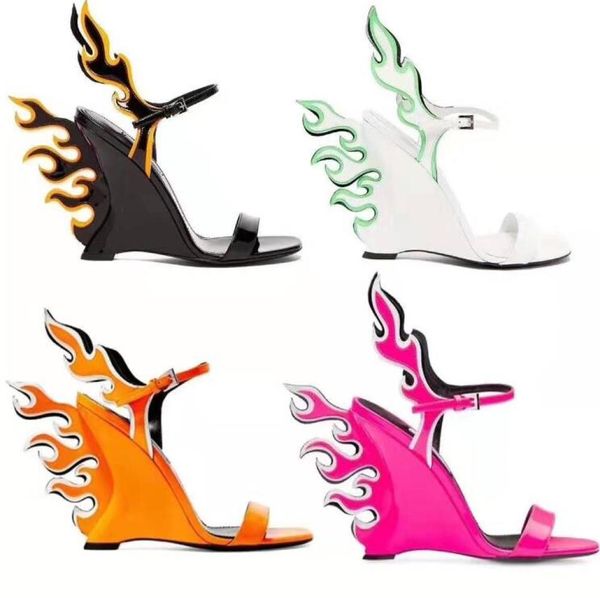 Sexy cuña diseñadores mujeres llama sandalias de gladiador vestido sandalias de boda rosa naranja blanco llama zapatos de fiesta para mujer summe4803912