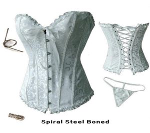 Sexy wit vol staal boned korset lingerie ghole bruiloft korset body lift shaper sexy ondergoed 89002750375