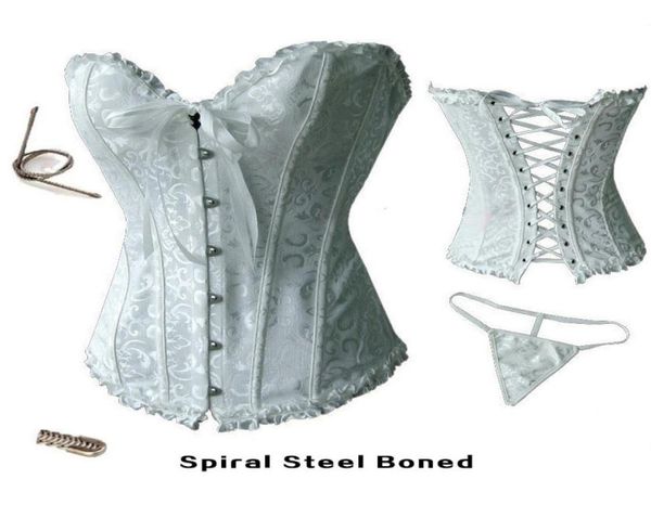 Lingerie corset en acier complet blanc sexy