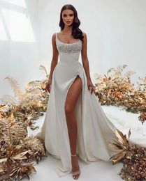 Robes De mariée blanches Sexy, robe De mariée en perles, amovible, petit gars, voiture, filles, robes d'occasion formelles