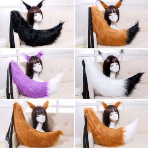 Diadema de zorro y gato Lolita para mujer, tocado con orejas de felpa, accesorios de Cosplay de Anime