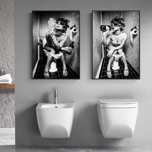 Sexy femme affiche boire fumer fille mur Art photos pour salon toilette salle de bain toilettes décor à la maison Portrait imprime