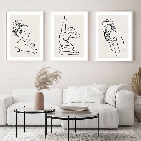 Sexy femme mur d'art affiche nue gril imprime