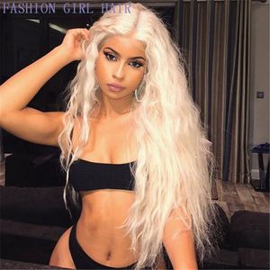 Sexy femmes 150 densité dentelle avant perruques synthétiques cheveux brésiliens 13*4 dentelle pré-plumée blonde cheveux perruques avec des cheveux de bébé