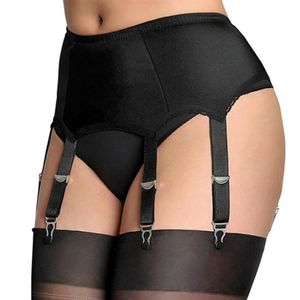 Mujeres sexy 6-Hebillas de metal Correas Liguero Dobladillo de encaje Lencería Liguero Cinturón elástico Pantalones S-XXL Sin medias Negro Rojo White288R