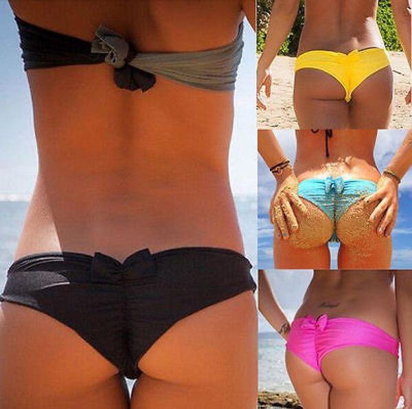 Sexy Women Bikini Swim Trunks Bow Black Short Summer Swin Brasil Brasil Cheeky Tback Cortado Pantalones de la playa del fondo 6211989
