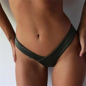 Femmes sexy bikini string Bottom Brésilien V Cheeky Rucched Semi Swimwear Solid Low Waonwear3734181