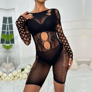 Sous-vêtements Sexy pour femmes, Body noir, bas transparents, Teddy, chemise de nuit, Lingerie érotique, Costumes Porno