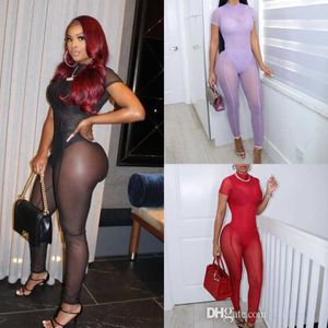 Sexy femmes body deux pièces pantalon ensemble vêtements de créateur 2023 printemps été épissage à manches courtes évider combinaison Leggings costume de mode