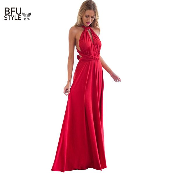 Sexy femmes Boho Maxi Club Robe rouge Bandage Longue Robe fête Multiway demoiselles d'honneur Convertible infini Robe Longue Femme 2018