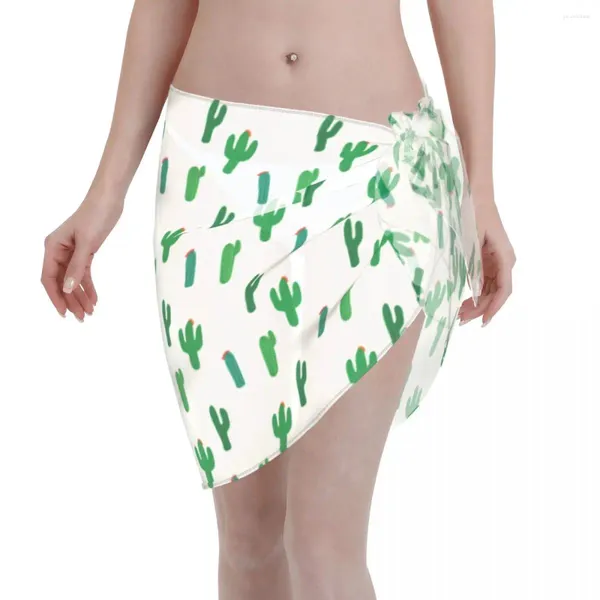Femmes sexy Cactus Polyester Sarongs courts de maillot de maillot de bain jupe Bikini Cover Up Beach Robe