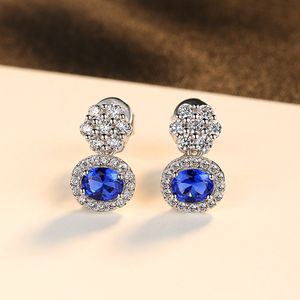 Sexy Femmes Gemmes Colorées s925 Argent Dangle Boucles D'oreilles Europe Mode Marque De Luxe Rétro 3A Zircon Fleur Boucles D'oreilles Charme Bijoux De Mariage Cadeau Haut De Gamme