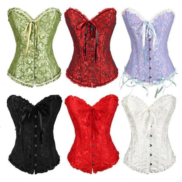 Mujeres sexy Corset Bustier Lace Up Corset Top Gótico Cintura Entrenador Lencería Overbust Vintage Corsés Body Shaper Plus Tamaño XS-6XL 231225