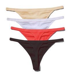 Tangas sexis de algodón para mujer, bragas sexis de cintura baja, ropa interior sin costuras para mujer, Color sólido, negro, rojo, blanco 300F
