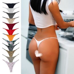 Sexy Women Designer Plus taille Fitness Fitness Samless Sex Girl Girl Solie Couleur Impression Low Sporty Underwear Female Femme Lingerie Coton T-back Underpanties