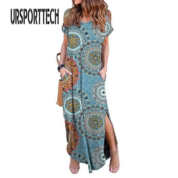 Sexy femmes robe grande taille 5XL été décontracté à manches courtes Floral Maxi robe pour femmes longue robe dame robes 210715