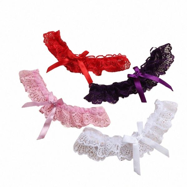 Sexy Women Girl Lace Floral Bowknot Fiesta de boda Lencería nupcial Cosplay Pierna Liguero Liguero Medias Cinturón l4zo #