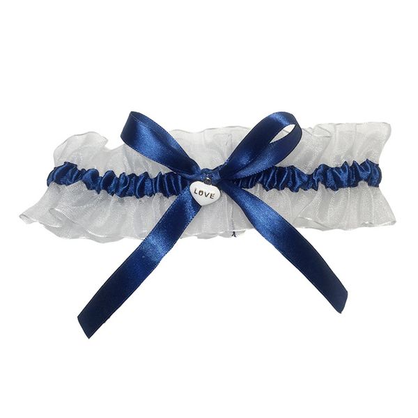 Ligas nupciales Sexy mujer chica azul marino encaje Floral Bowknot boda Cosplay conjunto pierna Liga fiesta cinturón suspensor