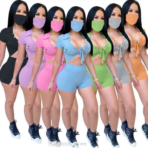 Monos de mujer sexy con máscara facial Diseñadores de verano Onesies Correa de botón Mamelucos casuales Mono deportivo Tallas grandes Ropa de entrenamiento