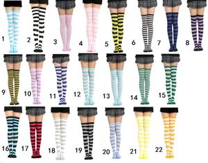 mujeres atractivas de largo calcetines de la raya del traje de fiesta cosplay apuntalar tubo largo alturas chicas universitarias medias hasta la rodilla calcetines calcetín de media pierna