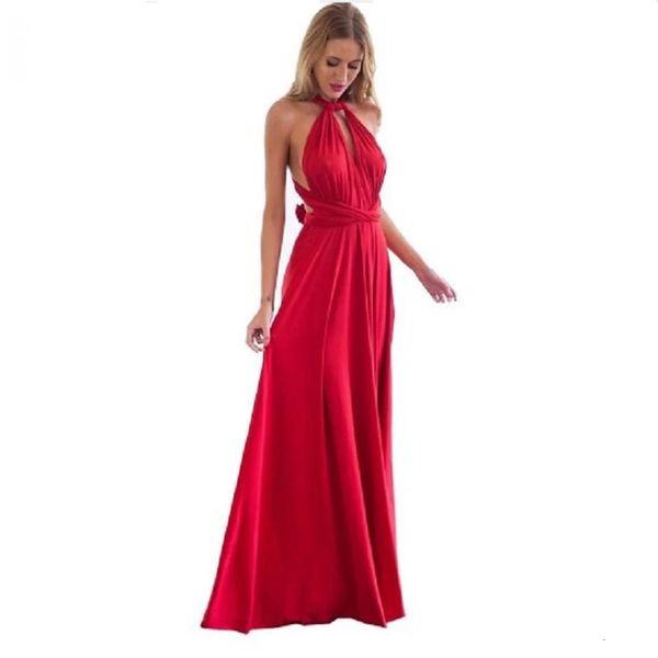 Sexy femmes Multiway Wrap Convertible Boho Maxi Club rouge Bandage Longue Robe de soirée demoiselle d'honneur infini Robe Longue Femme 240307