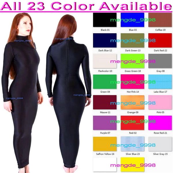 Sexy femmes robes de soirée Costumes dos fermeture éclair 23 couleur Lycra Spandex femmes robe portefeuille jupes longues Halloween fantaisie Cosplay C3047