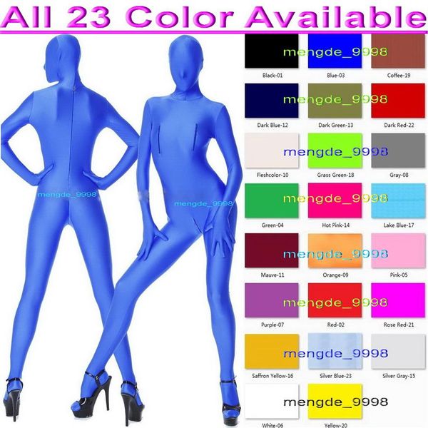 Traje de mujer Sexy 23 colores Lycra Spandex mujer Catsuit disfraz con cremallera de 3 vías fiesta de Halloween vestido de lujo Cos357r