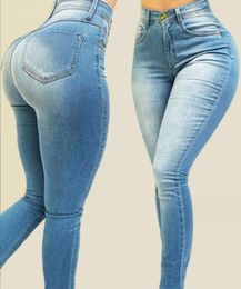Sexy dames jeans buikcontrole jeans rekbare hoge taille grote buhips jean denim broek trekt elastische broek op
