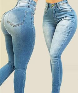 Sexy dames jeans buikcontrole jeans rekbare hoge taille grote buhips jean denim broek trekt elastische broek op