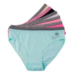 Sexy Dames Slipje Plus Size Vrouwelijke Ondergoed Katoen Mid-Rise Underpants Solid Color Dames Slips Floral Gedrukt 3 stks / partij Y0823