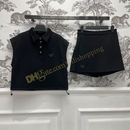 Sexy damespolo tanks top dames designer Triangle T -shirt korte rok set indoor buiten botton polos badpakken 6996#